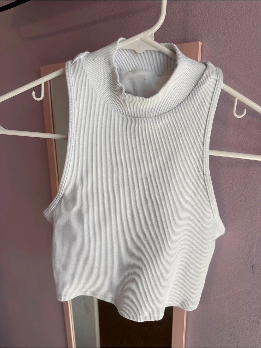 ALO Yoga white ribbed built-in bra tank